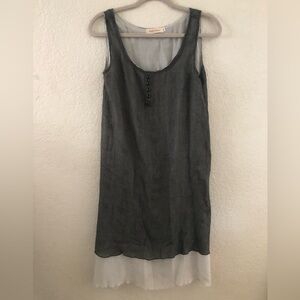 Simply Couture Lightweight Charcoal Gray Layered Slip Dress- Medium